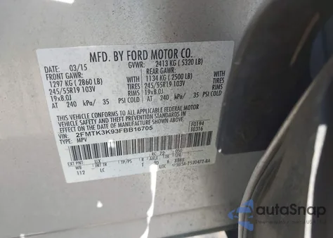 2015 Ford Edge Titanium from USA, damaged, VIN 2FMTK3K93FBB16705